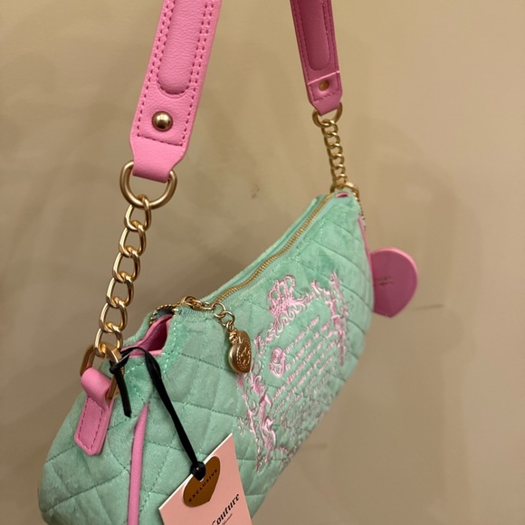 NWT Juicy Couture Juicy Tale Pink Green Quilted Purse Shoulder Bag Y2K Vintage - Picture 4 of 4